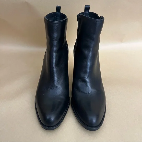 Stuart Weitzman Otherhalf Black Nappa Leather Block Heel Ankle Boots Womens 5.5 - Picture 4 of 9